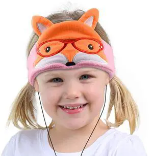 Contixo Kids Headphones, 85dB Volume Limiting with Adjustable Speakers Soft Children Fleece Headband Toddler Headphones for Home and Travel - Animal Character Design-Fox