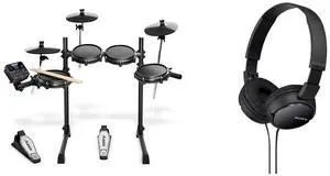 Alesis Turbo Mesh Kit - Electric Drum Set With 100+ Sounds & Sony ZX Series Wired On-Ear Headphones, Black MDR-ZX110, 7.87 x 1.81 x 5.87 inches