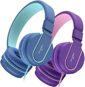 AILIHEN Kids Headphones, I35 On-Ear Headphones for School, Safe Volume 93dB, HD Mic Stereo Headphone for Kid Girls Children, Foldable Wired 3.5mm for Chromebook, Laptop, Computer, Tablet