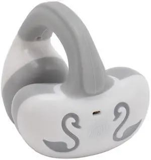 Yunseity Open Ear Clip Headphones, Earbuds Bluetooth 5.3, Noise Reduction Single Ear Clip Sports Earbuds for Music Calling for Running Cycling (White Grey)