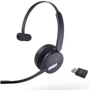 Yealink WH64 Hybrid DECT& Bluetooth Wireless Headset, 492ft Range Mono Teams Headphones with DECT Dongle, 3X Mic, 26H Talk Time, Office Work Portable Single On Ear Headsets for PC,Cellphone,Laptop