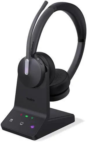 Yealink WH64 DECT & Bluetooth Dual Teams Wireless Headset, 606 ft Range On Ear Work Headphones with 3X Noise Cancelling Mic, 32H Talk Time, Ringer, Office Headsets for Desk IP Phone, PC,Cellphone