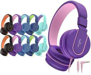 AILIHEN Kids Headphones Bulk 11-Pack for K-12 School Classroom, On-Ear Wired Headset with Microphone for Students Children with 93dB Volume Limited, 3.5mm Jack for Chromebooks Tablets Laptop Computer
