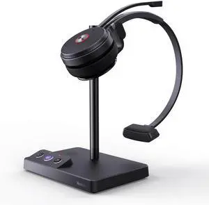 Yealink WH62 DECT Mono Teams Wireless Headset, 525 ft Range Work Headphone with 2X Noise Canceling Mic for IP Phone and Computer, Single Ear Headset with Call Control, Ringer,13H Talk Time