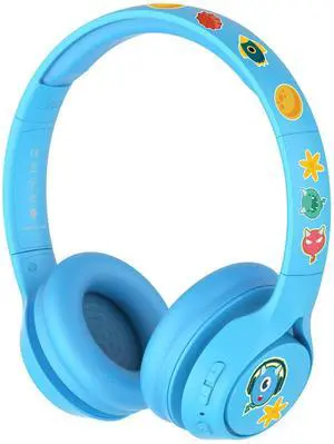 BAMINI Youth & Kids Headphones Safe, Audio for Learning, Travel, and Everyday Use (Topone-Blue)