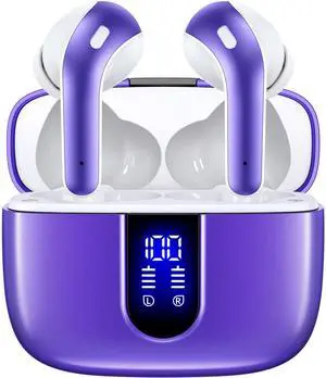 TAGRY Bluetooth Headphones True Wireless Earbuds 60H Playback LED Power Display Earphones with Wireless Charging Case IPX5 Waterproof in-Ear Ear buds with Mic for TV Smart Phone Laptop Computer Sports