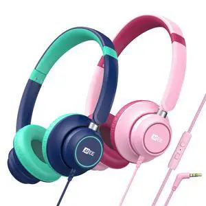 MEE audio KidJamz KJ45 Children's Safe Listening Headphones(2Pack, Blue&Pink)