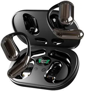 Hsility Wireless Earbuds Bluetooth Earbuds Built-in Mic with Ear Hooks 50H Playtime Ear Buds LED Display Charging Case Waterproof Design for Running Fitness