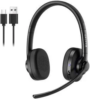 Wireless Headset for Work V5.1 Bluetooth Headset with ENC & CVC Noise-Cancelling Mic and Long-Lasting Battery - Stereo Wireless Headphone for Teams/Zoom/Home/Office/Computer/Cell Phone