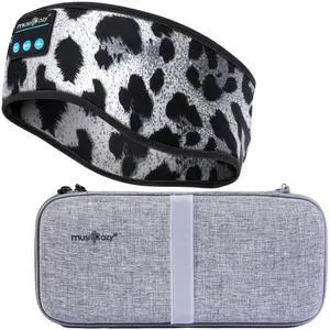 MUSICOZY Bluetooth Headband & Hard Storage Case Bundle, Wireless Sleep Headphones with HD Stereo Sound for Sports, Travel, and Relaxation