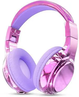 QearFun Kids Bluetooth 5.3 Headphones, Wireless Metallic Gradient Headset, Lightweight Foldable On Ear Headphones with Aux Cord, Fast Charging, Built-in Mic, for School/Travel/Tablet/iPad