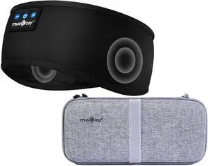 MUSICOZY Bluetooth Sport Headband & Hard Storage Case Bundle, Wireless Sleep Headphones with HD Stereo Sound for Sports, Travel, and Relaxation