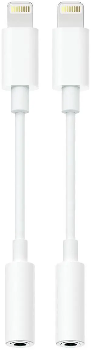 Lightning to 3.5mm Headphone Adapter for iPhone - 2 Pack Hi-Res iPhone Aux Adapter Converter Jack Dongle Audio Aux Cord for Apple iPhone 14 13 12 11 X XS White