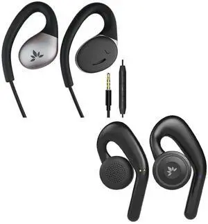 Avantree Resolve - AUX 3.5mm Wired Open-Ear Earbuds with Mic &in-Line Volume Control, Designed for Medium Ears & TWS116 - Open-Ear Wireless Headphones & Charging Dock with Surroundings Awareness