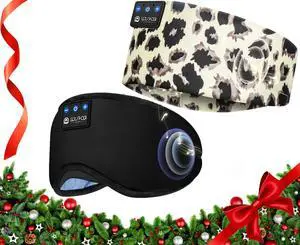 LOVE EYE Sleep Headphones Bluetooth 5.4 Sleeping Eye Mask Wireless Music Earphones with HD Speakers for Side Sleepers Total Blackout Cotton Mask for Travel, Home, Office, Unique Gifts