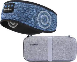 MUSICOZY Bluetooth Headband & Hard Storage Case Bundle, Wireless Sleep Headphones with HD Stereo Sound for Sports, Travel, and Relaxation