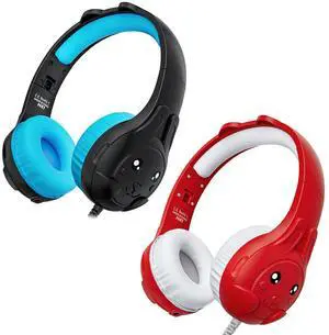 ZIUMIER Kids Headphones with Cord, with Microphone, 80/90dB Volume Limiter, Audio Sharing Port