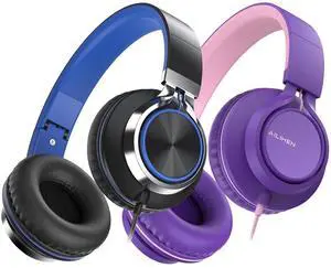 AILIHEN C8 USB-C Headphones Wired - 2 Pack- Black Blue & Purple Pink for Man and Women