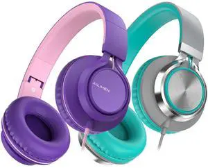 AILIHEN C8 USB-C Headphones Wired - 2 Pack- Grey Mint & Purple Pink
