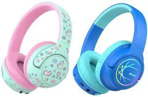 iClever BTH27 & BTH18 Toddler Bluetooth Headphones Bundles, USB C Fast Charging, AUX Cord,Safe Volume,Kids Headphones for iPad/Tablet/Travel/School