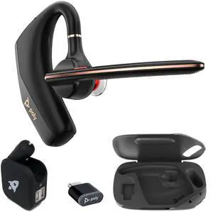 Poly Voyager Legend 50 UC Bluetooth Headset, Charging Case, AI-Powered Noise Cancellation, 4-Mic WindSmart, 10-Hr Battery, 98 ft Wireless Range, Multipoint Connectivity, Voice Assistant, GTW Charger