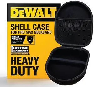 DEWALT Heavy Duty Protective Headphone Case for Pro Max Neckband, Compact Lightweight w/EVA Earphone Hard Shell Case, Headset Travel Carry Shockproof, Water-Resistant, Soft Interior & Accessory Pocket