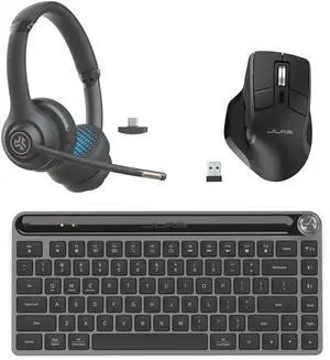 JLab Work Bundle, Go Work 2 Wireless Headset, Epic Mini Keyboard and Epic Wireless Mouse