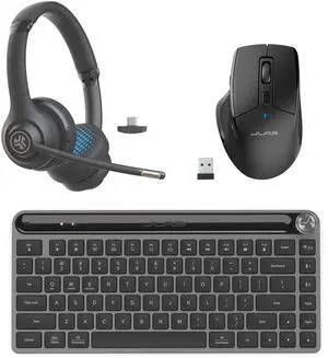 JLab Work Bundle, Go Work 2 Wireless Headset, Epic Mini Keyboard and JBuds Wireless Mouse