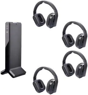 Multiple Wireless Headphones for TV, 4 Headphones w/ 1 Transmitter, No Audio Delay, Easy to Use, Individual Volume Control - HT2804