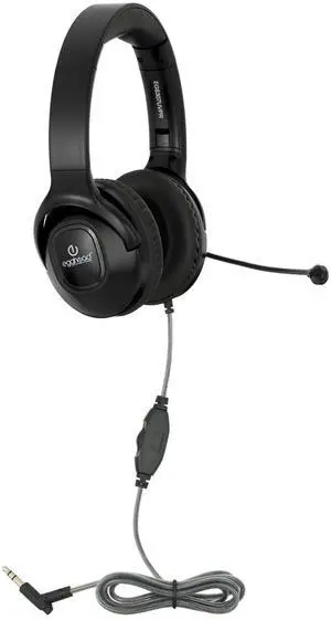 Egghead(r) Premium Foldable Headset with Leatherette Ear Cushions, Adjustable Padded Headband, 360deg Pivoting Uni-Directional Microphone, and 3.5mm Slim Barrel Plug, Pack of 10