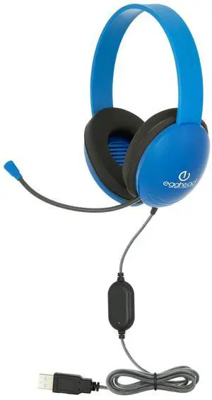 Egghead(r) Kids Heavy Duty Headset with Steel Reinforced Gooseneck Microphone, Chew-Resistant Tri-Shield Cord, Padded Ear Cushions, and Adjustable Headband, Pack of 10