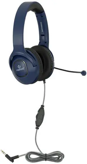 Egghead(r) Premium Foldable Headset with Leatherette Ear Cushions, Adjustable Padded Headband, 360deg Pivoting Uni-Directional Microphone, and 3.5mm Slim Barrel Plug, Pack of 10