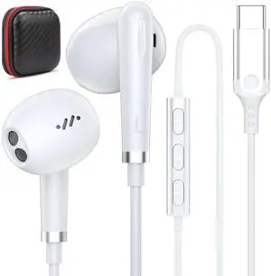 COOYA USB C Headphone for Samsung S25 Ultra A16 S24+ S23 A35 A54 Type C Wired Earbuds HiFi Noise Canceling In-Ear Earphones+Mic for iPhone 16 16e 15 Pro Max iPad Air M2 Mini 6 Pixel 9 8 for Oneplus 13