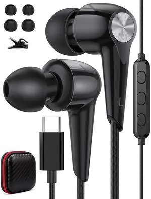 USB C Earbuds Headphones with Mic for iPhone 16e 16 Pro Max 15 Plus, Type C Wired in-Ear Volume Control Noise Isolation Sport Headset for Samsung Galaxy S25 S24 S23 iPad Air Pro Oneplus 13 Pixel 8 7 6