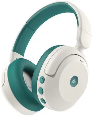 iClever BTH20 Active Noise Cancelling Headphones for Kids, 60H Play Time,Type C Fast Charging,Safe Volume 80dBA,Bluetooth5.4,Award-Winning Kids Headphones Wireless for iPad Tablet Airplane,White&Green