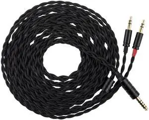 Linsoul Tripowin Nova Monitor Headphone Cable, Over-Ear Headphone Wire, 4-Strand Silver Foil/OCC Hybrid Upgrade Cable, 2M, Dual 3.5mm to 4.4mm/3.5mm/XLR Plug, for Musicians Audiophiles (4.4mm, Black)