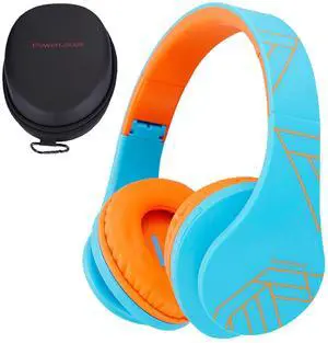 PowerLocus Kids Headphones Over-Ear, Bluetooth Wireless Headphones for Kids,with Microphone, Safe 85DB Volume Limited, Foldable with Carry Case, Audio Cable, Micro SD mode for Online Classes,PC,Phones