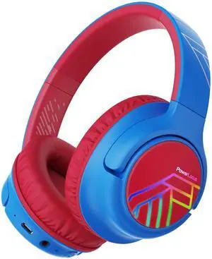 PowerLocus Kids Wireless Headphones, Bluetooth Kids Headphones LED Lights Over Ear with 74/85/94dB Volume Limited, 45H Playtime,Built-in Mic, Two Device Share Mode, HD Stereo for Travel/PC/Tablet
