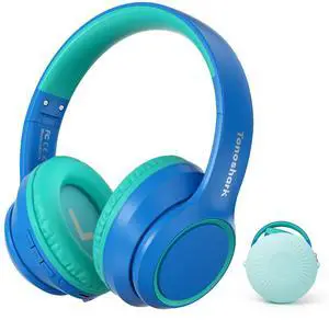 TONOSHARK Active Noise Cancelling Headphones for Kids, 60H Playtime, Wireless Bluetooth Over-Ear Blue Headset Built-in Microphone for Home/School/Travel/Party - Includes Portable Case