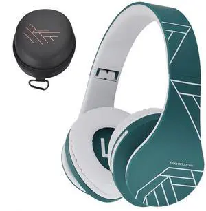 PowerLocus Bluetooth Over-Ear Headphones, Wireless Stereo Foldable Headphones Wireless and Wired Headsets with Built-in Mic, Micro SD/TF, FM for iPhone/Samsung/iPad/PC (Blue/White)