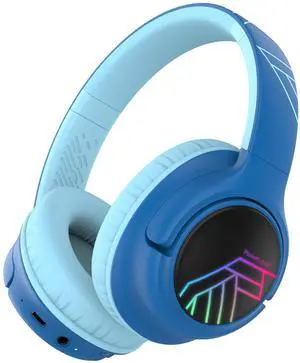 PowerLocus Kids Wireless Headphones, Bluetooth Kids Headphones LED Lights Over Ear with 74/85/94dB Volume Limited, 45H Playtime,Built-in Mic, Two Device Share Mode, HD Stereo for Travel/PC/Tablet