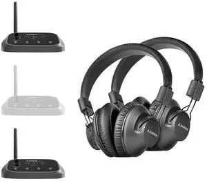 Avantree Shift - Wireless TV Multiple Headphones Pack, Ideal for Watching 2 or More TVs, with Cross-Compatibility, Pass-Through, Long Range, Scalable to 3 Transmitters and 100 Headphones