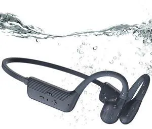 KOPIDOE Swimming Headphones, IP68 Waterproof Bone Conduction Headphones with 32GB Memory, Bluetooth 5.4 Open Earphones, Wireless Underwater Earbuds for Swimming, Running, Sports(Grey)