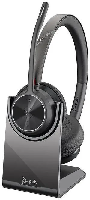 Poly - Voyager 4320 UC Wireless Headset + Charge Stand (Plantronics) - Headphones w/Mic - Connect to PC/Mac via USB-A Bluetooth Adapter, Cell Phone via Bluetooth-Works w/Teams (Certified), Zoom&More
