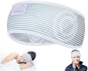 MUSICOZY Sleep Headphones Bluetooth 5.4 Headband, Wireless Earphones Sweat Resistant Earbuds with Ultra-Thin HD Stereo Speaker for Workout Running(White Green)