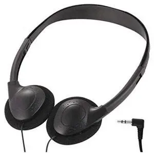 Deal Maniac Black Over-Ear Headphones - Low-Cost Stereo Headphones for Students, Classroom, Library - Foam Earpad - 3 Pairs, Black