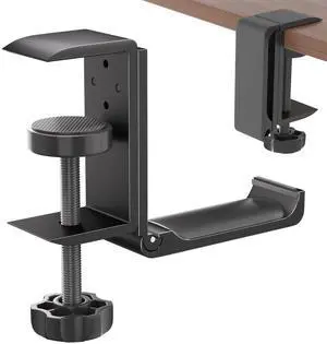 Ahonnpely Headphone Stand - Aluminum Foldable Clamp-on Headphone Holder, Under Desk Gaming Headset Stand