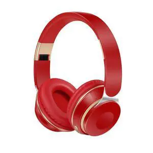 RAT TAIL Bluetooth Headset, Chat- Comfortable Over Ear Stereo Wireless Mobile Phone Headphone with Mic, Soft Earmuffs/Foldable/TF/FM, 20H Playtime, Great for Music/Tour/Gym/Game/Chat (Hot Red)