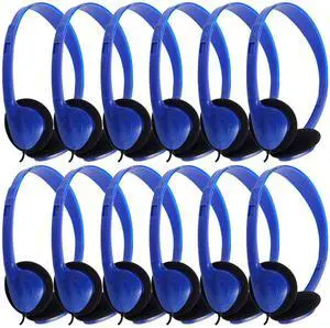 Kids Headphones Bulk 100 Pack for School Classroom Student Children Toddler Boys Girls Teen and Adults, Wholesale Wired Computer Earphones Class Set for Library Museums Airplane (HY857,100 Blue)