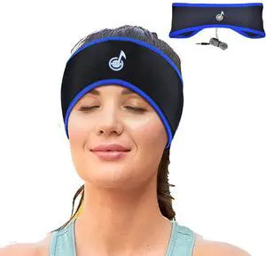 MMUSS Sleep Headphones Stereo with Headband Ultra Thin Speakers.Perfect for Side Sleeper,Sports,Air Travel,Meditation (Blue)